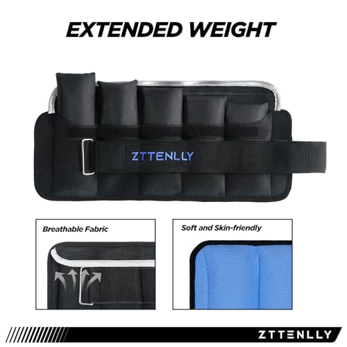Adjustable Ankle Weights 1-5/10/15/20LBS Pair with Carry Bag - Breathable Fabrics, Reflective Trim - Strength Training Leg Wrist Arm Ankle Walking Weights Sets for Women Men Kids - color: Blue, size: 10 lbs Pair (5 lbs Each)