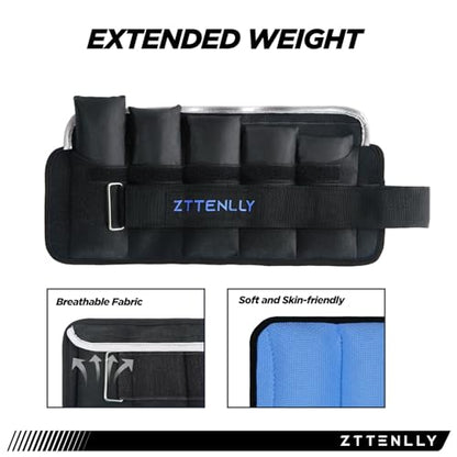 Adjustable Ankle Weights 1-5/10/15/20LBS Pair with Carry Bag - Breathable Fabrics, Reflective Trim - Strength Training Leg Wrist Arm Ankle Walking Weights Sets for Women Men Kids - color: Blue, size: 10 lbs Pair (5 lbs Each)