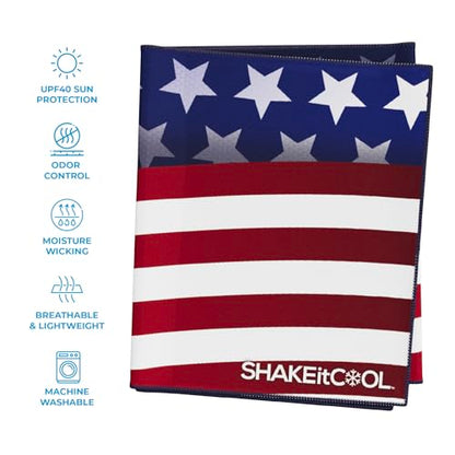 Extended Size Cooling Towel – Be Cool in Style - Heat Relief, Soft, Lightweight, Sun Protection, Easy Clean - Perfect for Biking, Hiking, Running, Yoga, Golf, Gardening - Wavy Flag M - color: Wavy Flag