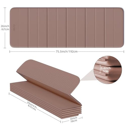 Foldable Yoga Mat,Thickened,0.4"Thick (10mm）,76"x26" | 12-Fold Design,SGS Certified TPE,Non-Slip & No Smell,Ultra Portability,For Yoga,Gym,Pilates,Home Workouts - color: Oak Brown