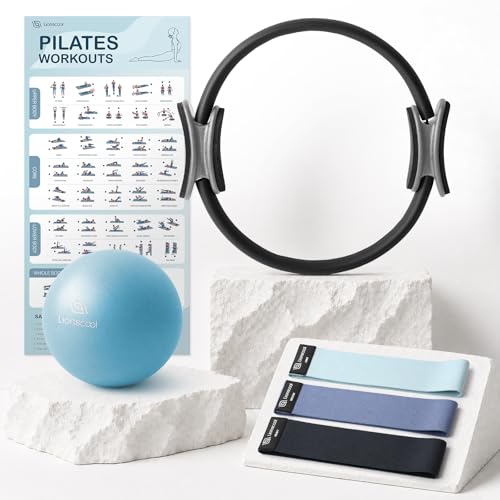 Pilates Ring Set – 14" Anti-Deformation Magic Circle with Padded Handles, Mini Ball, Resistance Bands, Guide & Bag