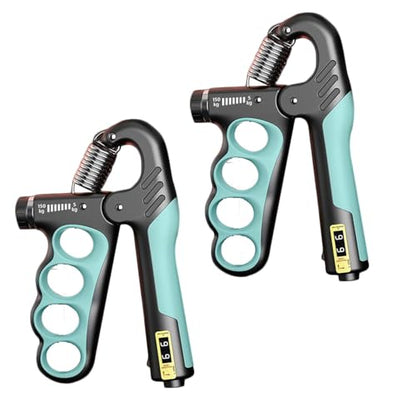 2PCS Adjustable Hand Grip Strengthener (11-220LB) - Automatic Counter Hand Wrist Forearm Exerciser, Grip Strength Trainer for Athletes, Musicians, Injury Recovery & Physical Therapy (Blue)