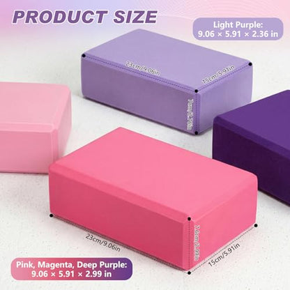 4 Pcs Foam EVA Yoga Blocks Different Color Soft Non Slip Supportive Yoga Bricks Lightweight Gymnastic Blocks Stretching Accessories for Women Pilates Meditation