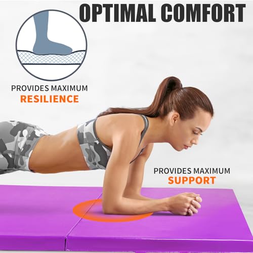 RitFit Upgraded Folding Exercise Mat, 2 Inch Thick Gymnastics Mat - color: Purple(3' x 6')