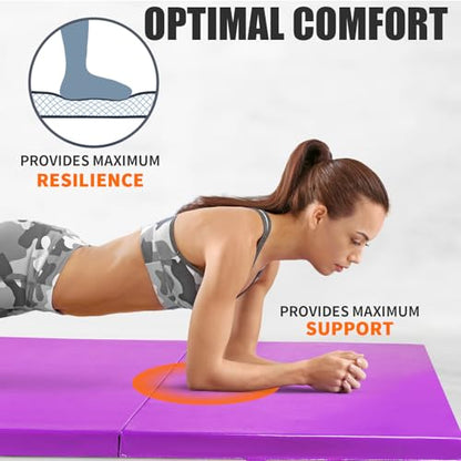 RitFit Upgraded Folding Exercise Mat, 2 Inch Thick Gymnastics Mat - color: Purple(3' x 6')