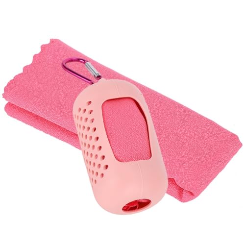 Microfiber Cooling Towel with Silicone Case Breathable and Absorbent Quick-Dry Sport Towel for Gym, Running & Travel(Pink) - color: Pink