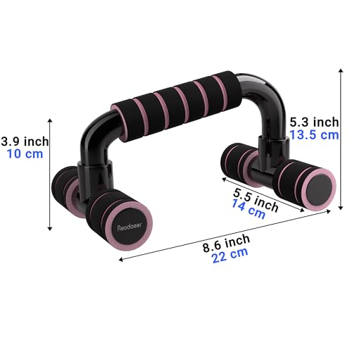 READAEER Push Up Bars Gym Exercise Equipment Fitness 1 Pair Pushup Handles with Cushioned Foam Grip and Non-Slip Sturdy Structure Push Up Bars for Men & Women - color: Pink
