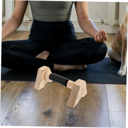 Totority 2pcs Wooden Parallettes Bars Non- Base for Push-ups and Exercise Handles for Strength Training and Calisthenics Compact Design for Home Fitness for Men and Women