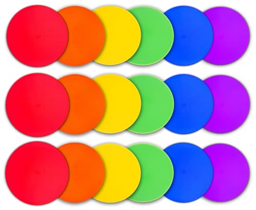 12/24Pcs Poly Spot Markers 9 inch Non-Slip Rubber Agility Training Markers Floor Dots Flat Field Cones for Football Basketball Soccer School Exercise Drills Gym Dance Practice 6 Colors