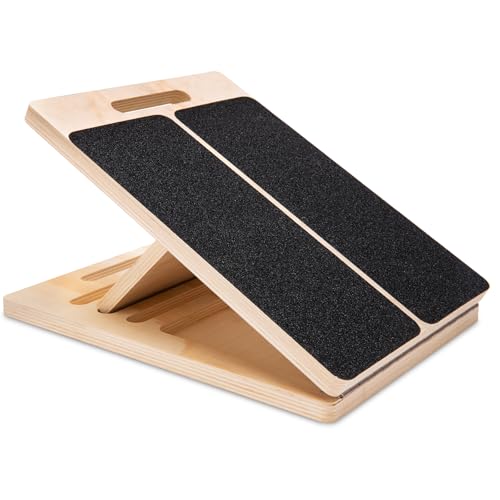 Adjustable Slant Board for Calf Stretching - Portable Wooden Incline Board for Physical Therapy, Squats & Pilates - Calf Stretcher for Ankle, Heel & Leg Support