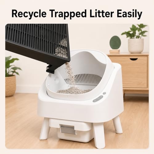 Litter Box Step for Automatic Litter Boxes, Double-Layer Litter Trapper Step Platform, Adjustable 3.5" & 6", Non-Slip 16.5" x 12.6" Cat Litter Step Ramp for Senior Cats & Kittens