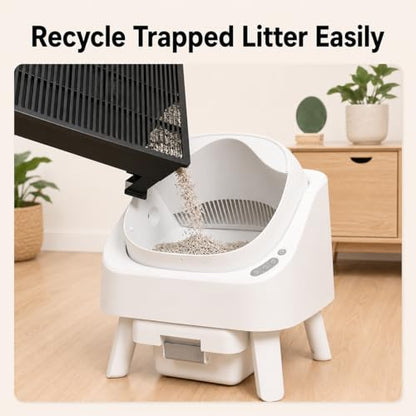 Litter Box Step for Automatic Litter Boxes, Double-Layer Litter Trapper Step Platform, Adjustable 3.5" & 6", Non-Slip 16.5" x 12.6" Cat Litter Step Ramp for Senior Cats & Kittens