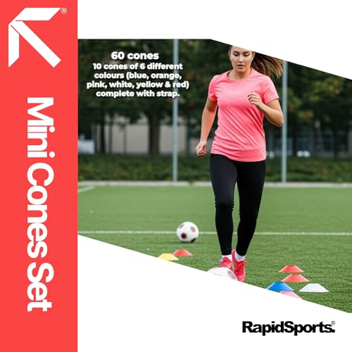 Fitness Health Pro Multi-Function Mini Agility Cones for Rugby Football Soccer Sports Field Practice Drill Marking Mini Marker Saucer Cone Set 60 Pcs