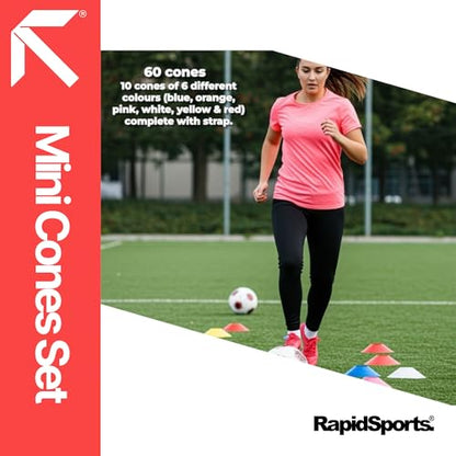 Fitness Health Pro Multi-Function Mini Agility Cones for Rugby Football Soccer Sports Field Practice Drill Marking Mini Marker Saucer Cone Set 60 Pcs
