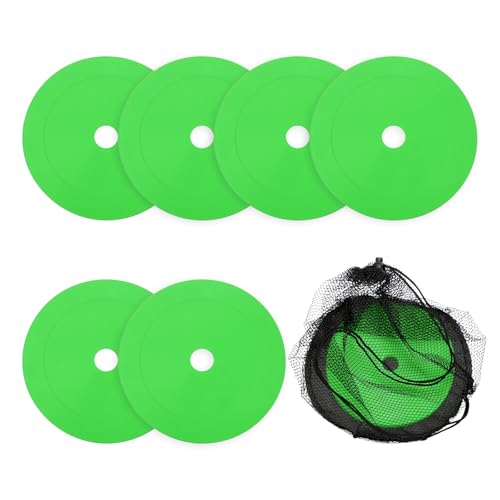Flat Cones Spot Markers, Non-Slip Spot Marker Agility Dot Soccer Cones with Drawstring Bags - color: Green