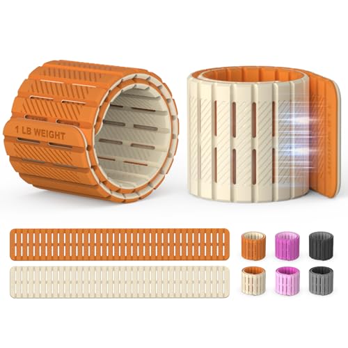 SE7EN Magnetic Ankle Weights for Women & Men | Set of 2 Weights (1 lb Each) | Adjustable Size Silicone Wirst & Leg Weights for Pilates, Yoga, Pool, Gym - color: Orange & Starlight