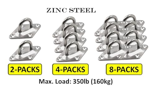 Heavy Duty Hammock Kits & Ceiling Hook Diamond Pad Eye Plates, 304 Stainless Steel & Black Zinc Galvanized Steel Corrosion Resistant, 2, 4 & 8 Packs - color: 8-Pack-Zinc-M6
