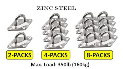 Heavy Duty Hammock Kits & Ceiling Hook Diamond Pad Eye Plates, 304 Stainless Steel & Black Zinc Galvanized Steel Corrosion Resistant, 2, 4 & 8 Packs - color: 2-Pack-Zinc-M6