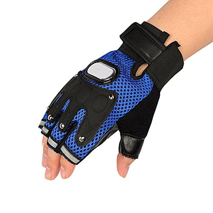 Mens Half Finger Weight Lifting Workout Glove Adult Fingerless Fitness Driving Glove Non-Slip Breathable Outdoor Motorcycle Camping Mitten - color: Blue