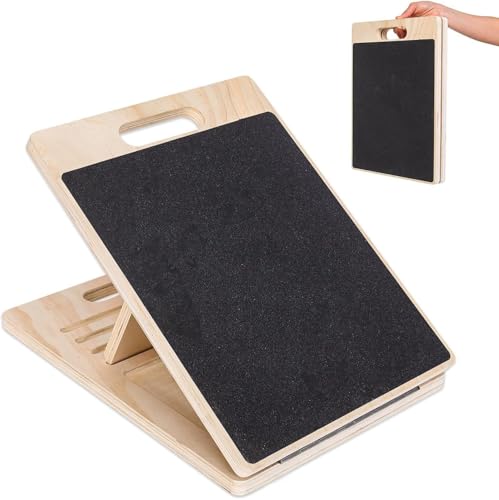 Professional Wooden Slant Board Adjustable Incline Wedge Stretcher Multi Angle Incline Foot Stretcher for Calf Ankle Achilles Heel Stretch Applicable to Squats Balance Mobility Daily Fitness Training