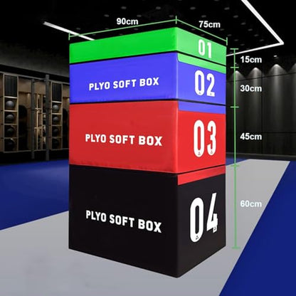 Jumping Training Box,Foam Plyometric Box, Used for Jump Training and Adjustment, Stackable Plywood Box, Plywood Box, Soft Box for Jump Training and Fitness Training - size: 90*75*150cm