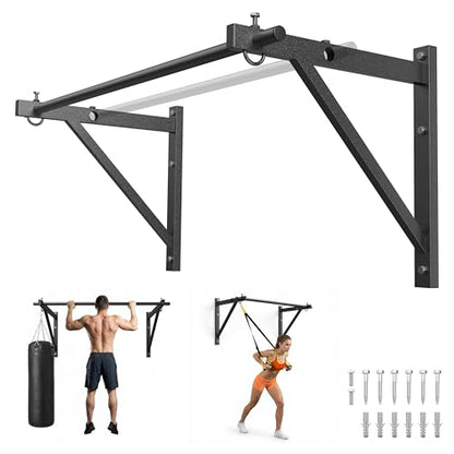 HANDBODE Wall Mounted Pull Up Bar for Doorway, 52''/36'' Chin Up Bar - color: 52” wall mounted pull up bar