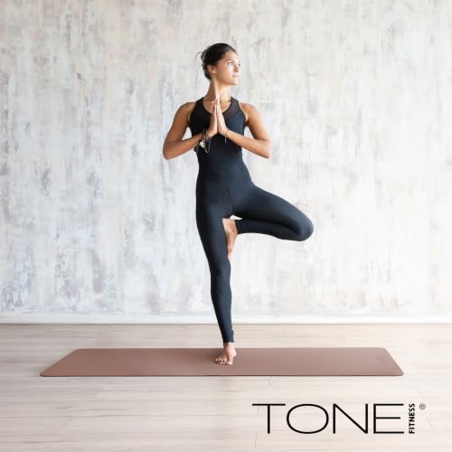 TONE Fitness Yoga Mat 1/4" Thick Non Slip Exercise & Pilates Mat for Home Workouts with Carrying Strap | Multiple Options