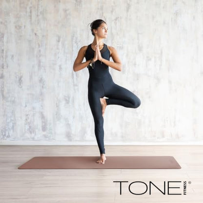 TONE Fitness Yoga Mat 1/4" Thick Non Slip Exercise & Pilates Mat for Home Workouts with Carrying Strap | Multiple Options