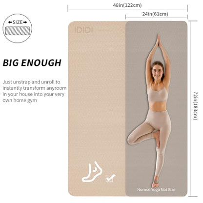 8mm & 10mm Thick Large Yoga Mat (6'x 4') - Extra Long and Wide Workout Mat for Men and Women, Non-Slip POE Fitness Mat, Eco-Friendly Exercise Mat for Home Workouts, Ideal for Yoga and Pilates