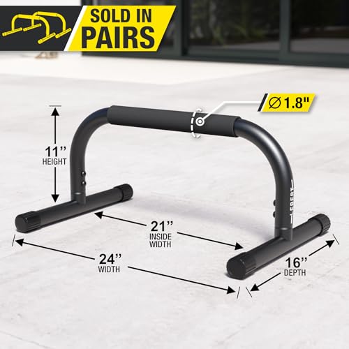 Lebert Fitness Parallette Push Up Bars Dip Station Stand - Perfect for Home and Garage Gym Exercise Equipment - Gymnastics, Calisthenics, Strength Training Parallel Bars for Men and Women