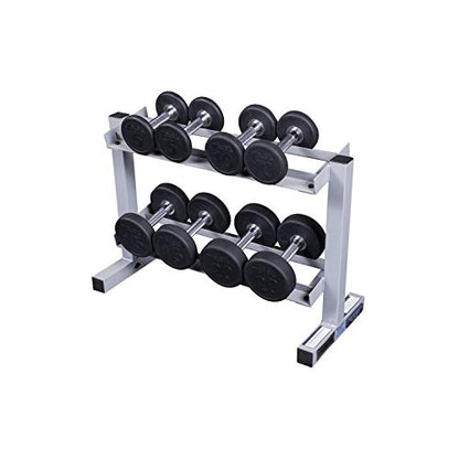Body-Solid (PDR282X) 2-Tier Dumbbell Rack - Heavy-Duty 30inch Wide Weight Stand, Home Gym Storage Solution Holds 1 pair each of 5-30 lb. Dumbbells
