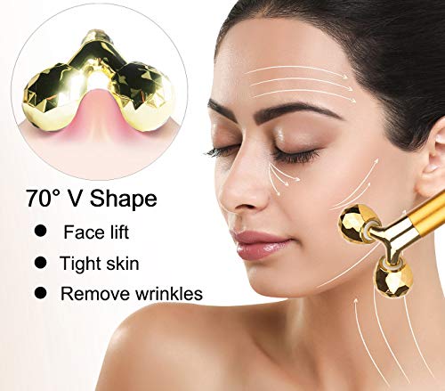 Face Massager Roller Golden 3D Roller Electric Facial Roller and T Shape Facial Roller Massager Kit Face Rollers