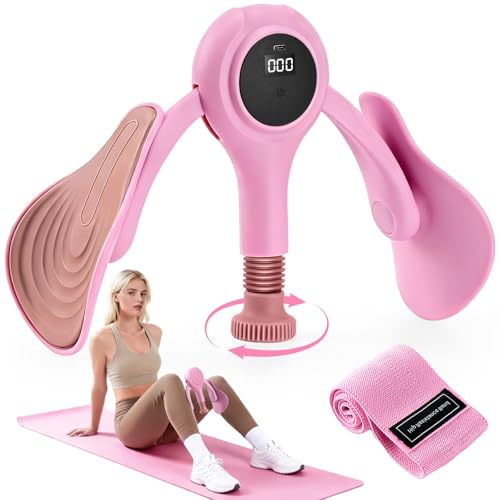 Thigh Trainer for Women, 0-70LB Adjustable Resistance Inner Thigh Exerciser with LED Display, Pelvic Floor Muscle Repair Devices with Resistance Band,Workout Kegel Equipment for Shaping at Home