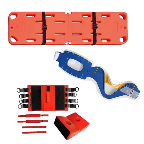 Foldable Lifesaving Stretcher with Head Imlizer & Neck Brace - Emerncy Spine Board for tic s, Quick Patient Transport & Safe for EMS and Lifeguards