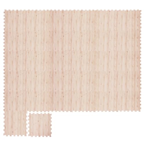 Giantex Wood Grain Floor Tiles Foam Mat, 32 PCS EVA Foam Puzzle Mats, 20'' x 20'' Interlocking Exercise Mat, Floor Padding for Furniture, Living Room, Bedroom, Gym, Home Office, Basement, Light Oak - size: 84 sq. ft. (32 pcs)