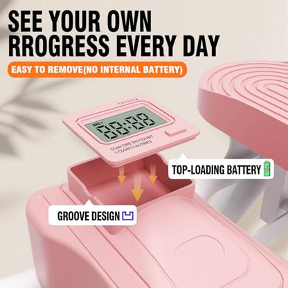Rock Stepper, Side to Side Rock Stepper Exercise Machine, Low-Impact Balance Board with Digital Counter and Resistance Band, 330 LBS Weight Capacity for Full Body Workout Balance - color: Pink