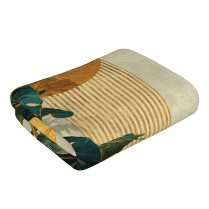 Boho Green Leaf Hand Towels Set of 2, Mid Century Modern Abstract Botanical Decorative Towels, Soft Lightweight Microfiber Absorbent Quick Dry Fingertip Towels for Bathroom Kitchen Spa Gym Home Decor