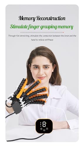 Rehabilitation Robot Gloves Hemiplegia Hand Stroke Recovery Equipment with 3 Training Modes, Robot Hand Glove Finger Trainer with Strength Adjustment - color: Left, size: Medium