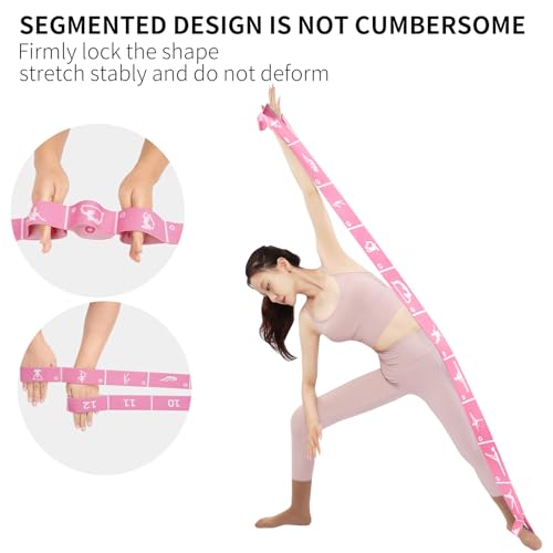 Yoga Strap with 10/12 Loops - Multi-Functional Stretch Band for Pilates, Dance, Gymnastics, Physical Therapy, Flexibility & Resistance Training, Ballet, Latin Workouts - color: Pink
