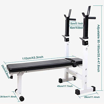 Foldable Workout Bench for Home, Gym, Adjustable Weight Bench, Dip Stand, Bench Press Stand for Full Body Exercise, Squat Stand with Flat Tilt Fitness Bench