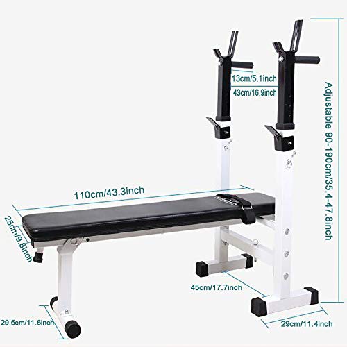 Foldable Workout Bench for Home Gym Adjustable Weight Bench Dip Stand Bench Press Rack for Full Body Exercise Squat Rack with Flat Incline Fitness Bench