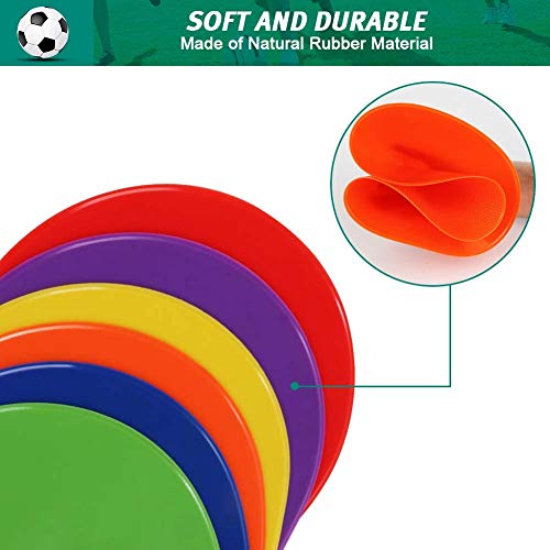 60 Pcs Poly Vinyl Spot Markers Rubber Floor Dots Non Slip Agility Markers Flat Field Cones for PE Gym Classes, Classroom Activities and Games, Soccer Basketball Sports Speed Agility Training - size: 4.72inch