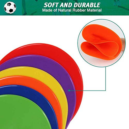 60 Pcs Poly Vinyl Spot Markers Rubber Floor Dots Non Slip Agility Markers Flat Field Cones for PE Gym Classes, Classroom Activities and Games, Soccer Basketball Sports Speed Agility Training - size: 4.72inch