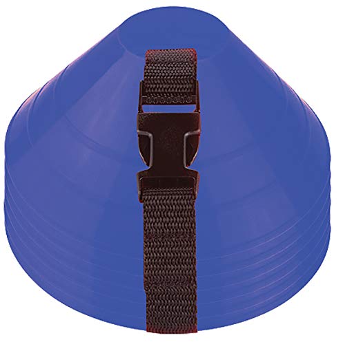 Large Disc Cones – Set of 6 Agility Cones for Sports Training – Compact Soccer Cones with Carry Strap for Drills & Practice