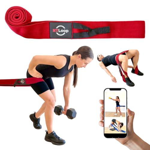 Long Fabric Resistance Band with Door Anchor - Full Body Resistance Band for Working Out and Physical Therapy - Medium Strength Exercise Band