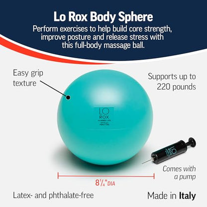 OPTP Lo Rox Body Sphere with Pump - Inflatable Small Pilates Ball with Pump for Exercise, Massage, and Core Workouts — from Lauren Roxburgh