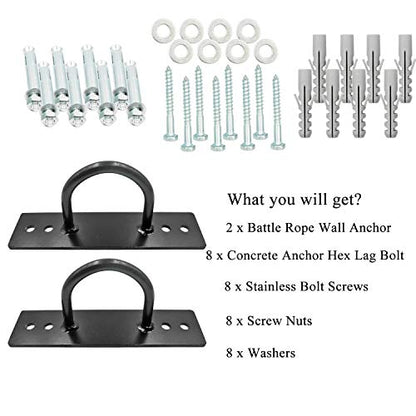 Battle Ropes Anchor, Battle Rope Wall Ceiling Mount Kit Bracket Hook for Suspension Straps Crossfit Gymnastic Rings, Body Weight Strength Training Systems, Yoga Swings Hammocks, Boxing Equipment