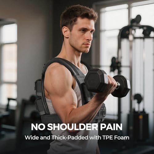 PACEARTH Adjustable Weighted Vest for Men & Woman, 20lb/22lb/35lb/44lb Weight-Adjustable Vest with Add-on Iron Blocks for Hardcore Strength Training, Weight Exercise, CrossFit, Running, Black