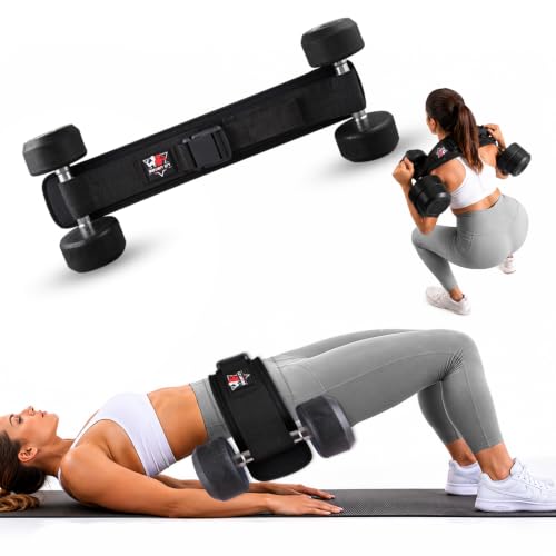 Hip Thrust Belt for Dumbbells Kettlebells & Barbell Plates – Adjustable Neoprene Glute Bridge Belt – Supports 600 LBS – Anti-Slip Hip Pad Workout Equipment for Women Men Home Gym