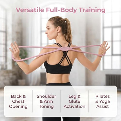 Figure 8 Resistance Bands with Handles, 2 Pack 15/25 LB Silicone Exercise Bands for Arms, Shoulders, Back & Legs, Stretch Bands for Women Men, Pilates Yoga Home Workout - color: PINK